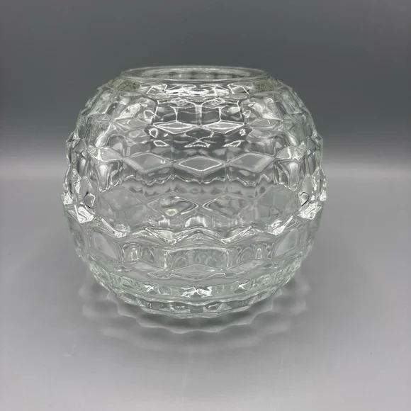 Fairy Lamp Light Cube Cubist Honeycomb Votive Candle Holder Facets Glass Vintage - Picture 2 of 5